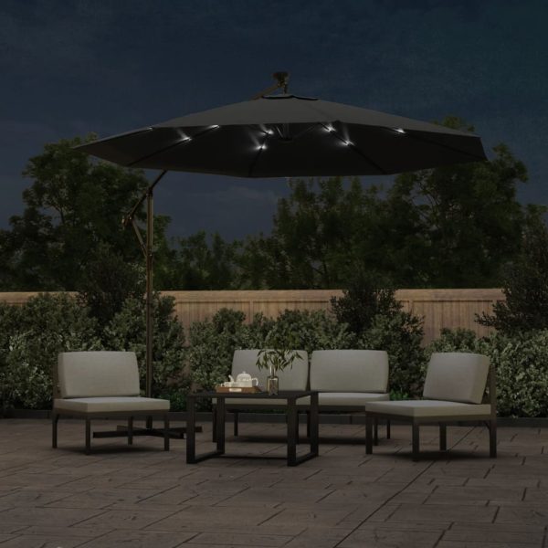 Ombrellone A Sbalzo Con Led E Palo In Acciaio 300 Cm Antracite - Image 3