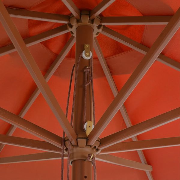 Ombrellone Da Esterni Con Palo In Legno 350 Cm Terracotta - Image 3