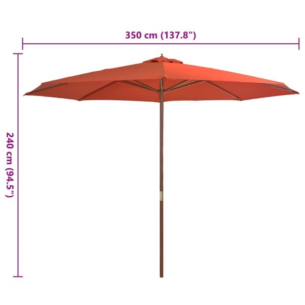 Ombrellone Da Esterni Con Palo In Legno 350 Cm Terracotta - Image 4