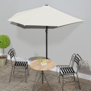 Ombrellone Balcone Palo In Alluminio Sabbia 270x144 Cm A Metà