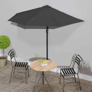 Ombrellone Balcone Palo Alluminio Antracite 270x144 Cm A Metà
