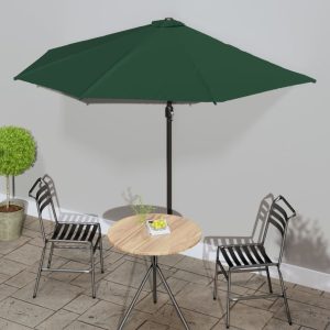 Ombrellone Da Balcone Palo In Alluminio Verde 300x155 Cm A Metà