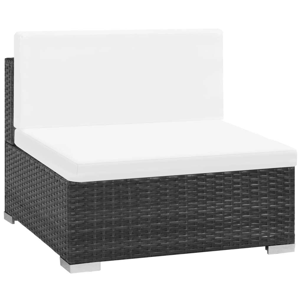 Set Divani Da Giardino 7 Pz Con Cuscini In Polyrattan Nero - Image 3
