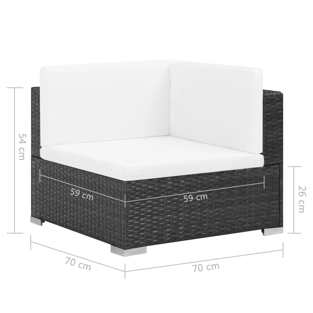 Set Divani Da Giardino 7 Pz Con Cuscini In Polyrattan Nero - Image 6