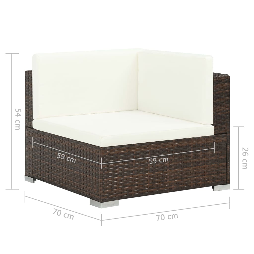 Set Divani Da Giardino 7 Pz Con Cuscini In Polyrattan Marrone - Image 6