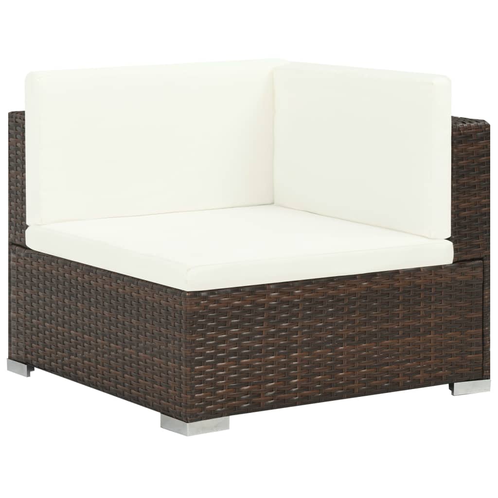 Set Divani Da Giardino 8 Pz Con Cuscini In Polyrattan Marrone - Image 4