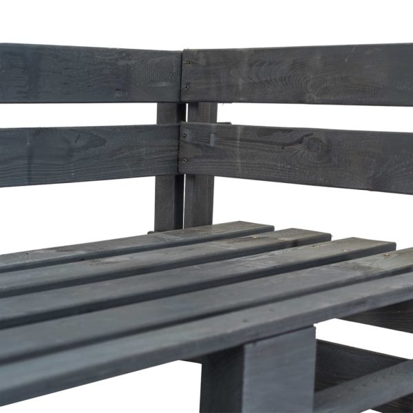 Panca Angolare Da Giardino Su Pallet In Legno Grigio - Image 3
