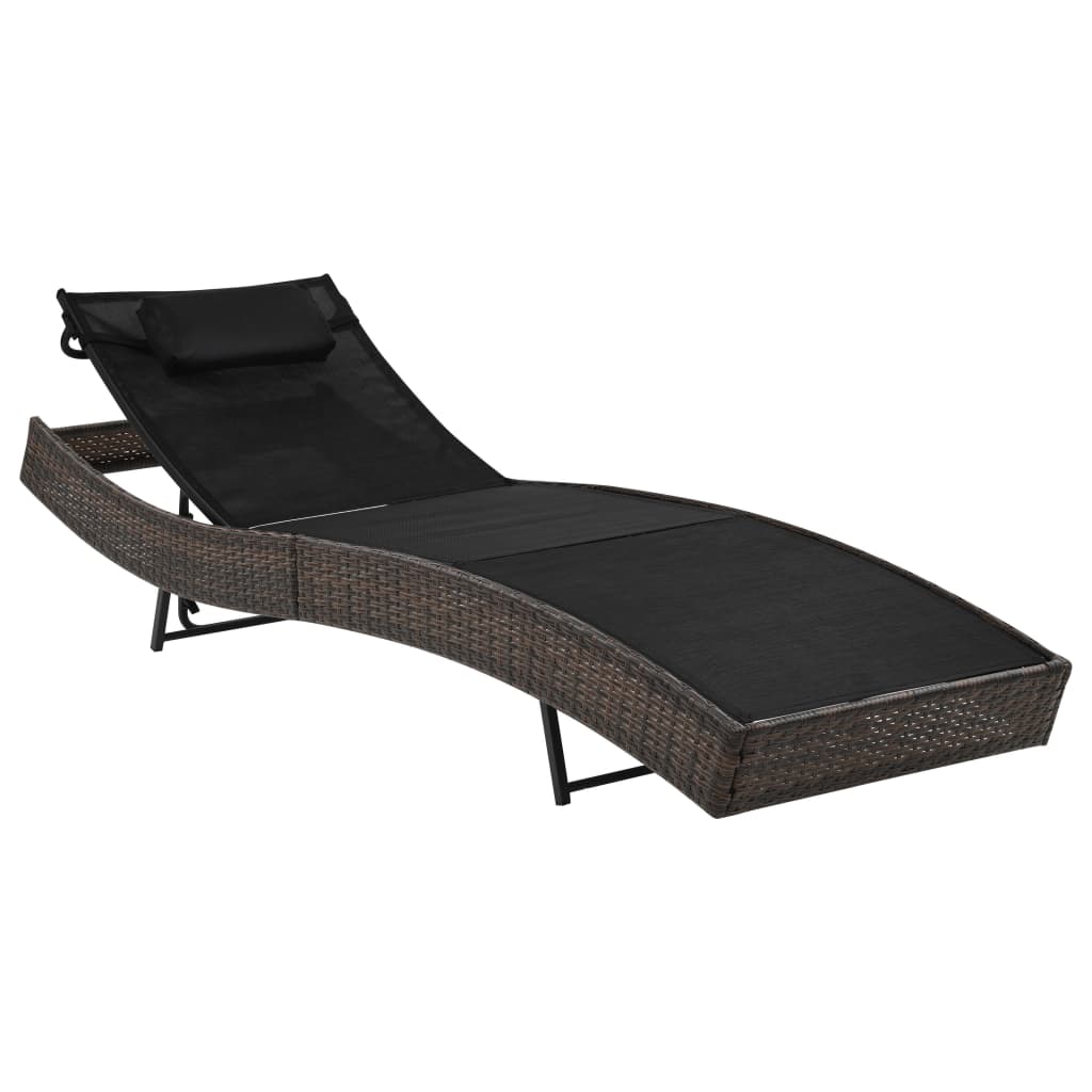 Lettino Prendisole Con Cuscino In Polyrattan Marrone