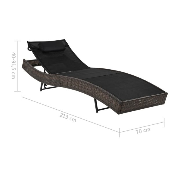 Lettino Prendisole Con Cuscino In Polyrattan Marrone - Image 6