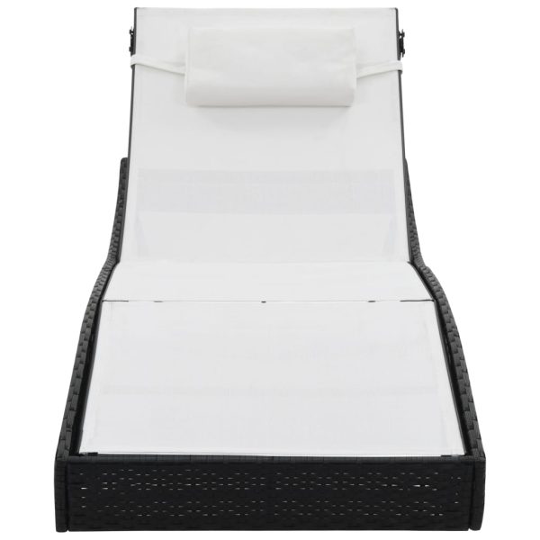 Lettino Prendisole Con Cuscino In Polyrattan Nero - Image 3