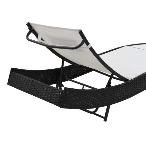 Lettino Prendisole Con Cuscino In Polyrattan Nero - Image 4