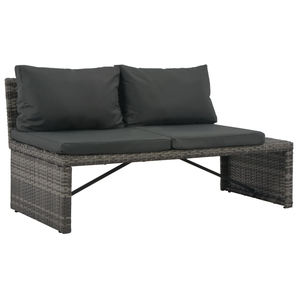 Set Divani Da Giardino 3 Pz Con Cuscini In Polyrattan Grigio - Image 3