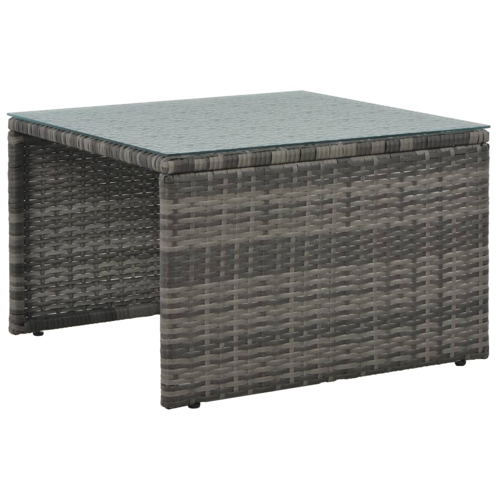 Set Divani Da Giardino 3 Pz Con Cuscini In Polyrattan Grigio - Image 4