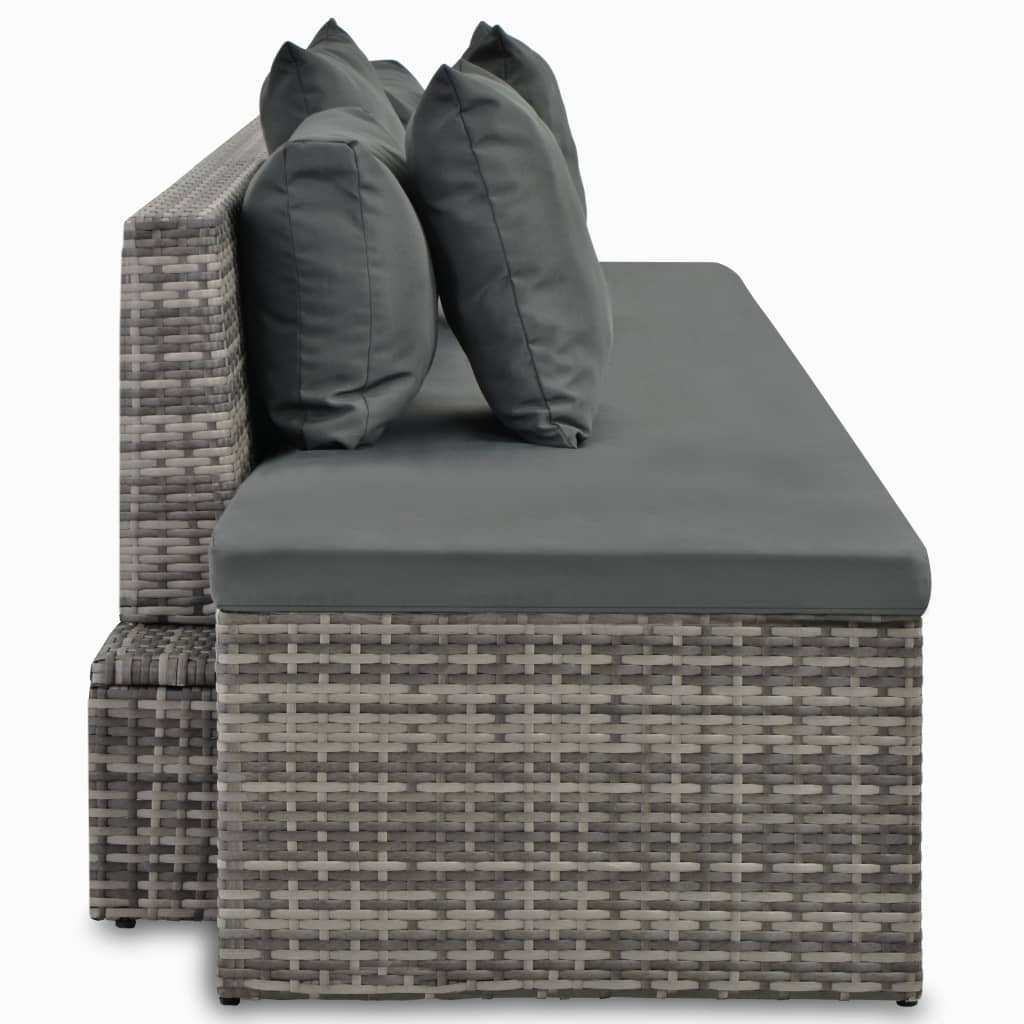 Set Divani Da Giardino 4 Pz Con Cuscini In Polyrattan Grigio - Image 5