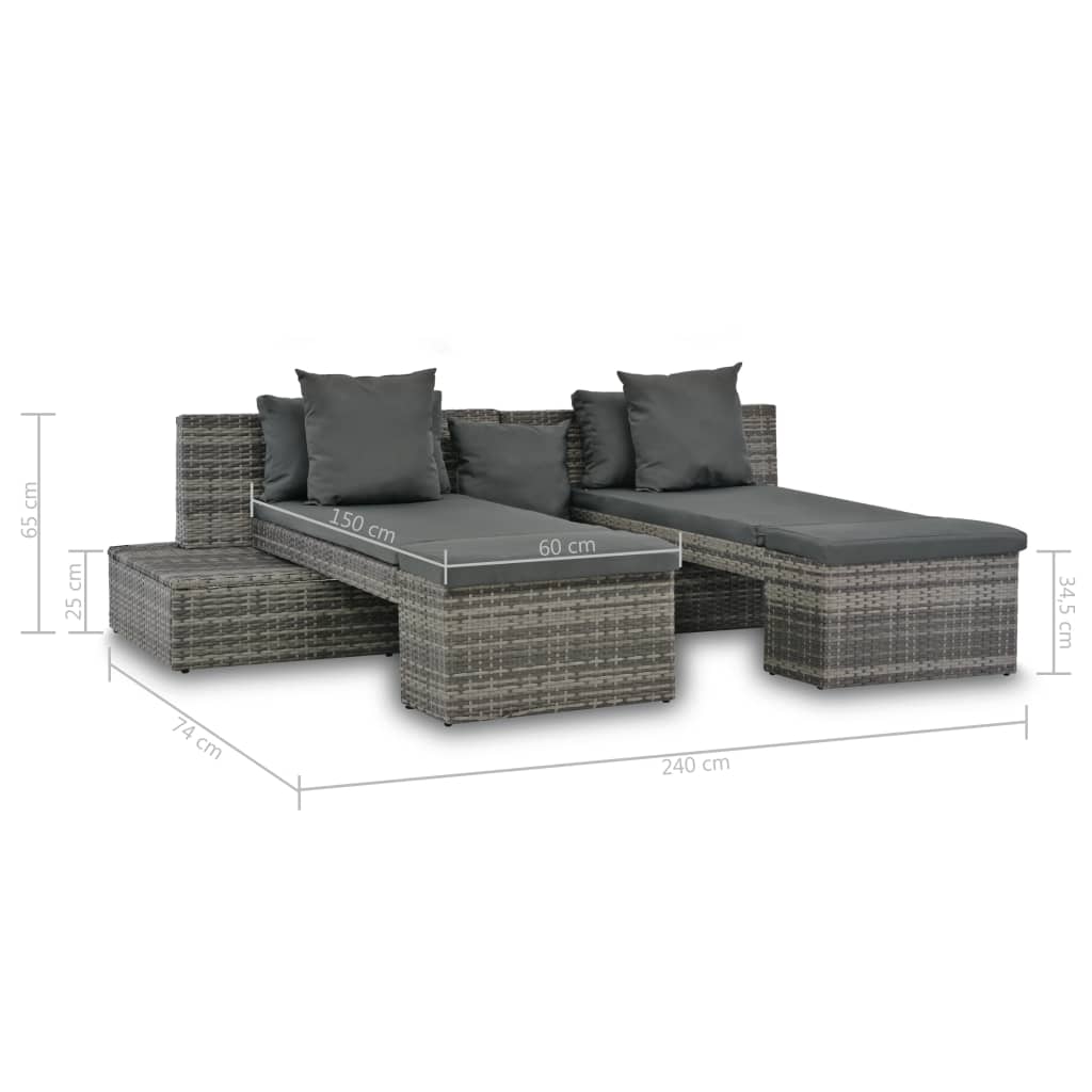 Set Divani Da Giardino 4 Pz Con Cuscini In Polyrattan Grigio - Image 6