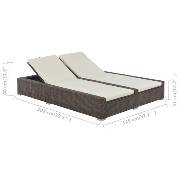 Lettino Prendisole Doppio In Polyrattan Marrone - Image 5