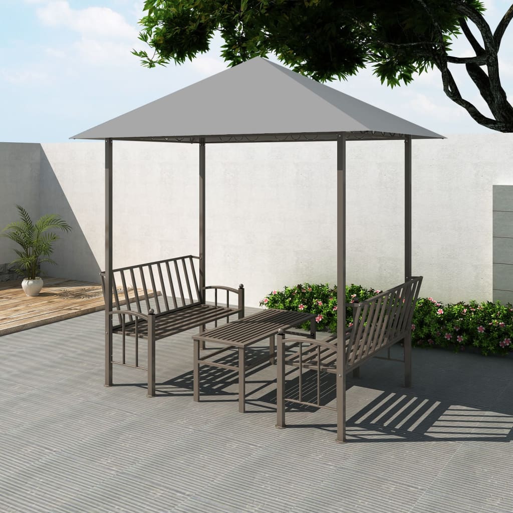 Padiglione Giardino Con Tavolo E Panche 2,5x1,5x2,4m Antracite