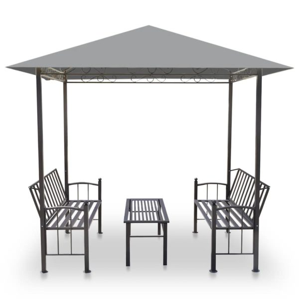 Padiglione Giardino Con Tavolo E Panche 2,5x1,5x2,4m Antracite - Image 3