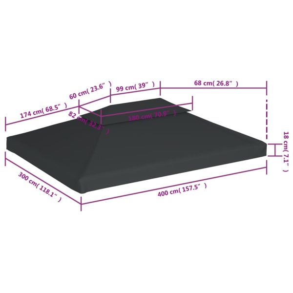 Copertura Superiore Per Gazebo A 2 Strati 310g/m²4x3m Antracite - Image 6