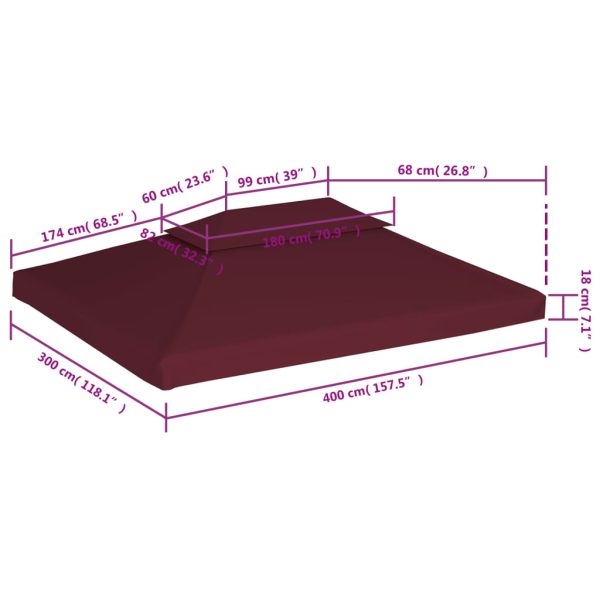 Copertura Superiore Per Gazebo A 2 Strati 310g/m² 4x3m Bordeaux - Image 6