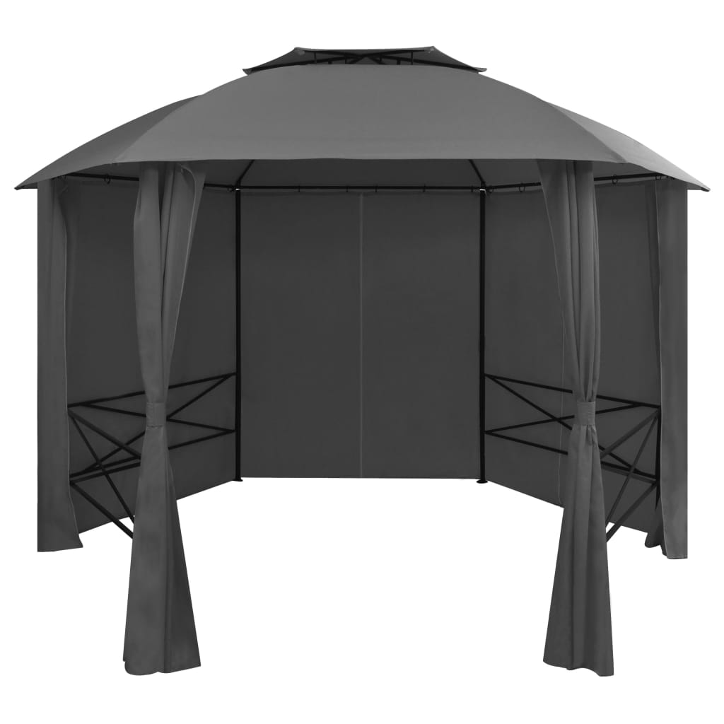 Gazebo Padiglione Da Giardino Con Tende Esagonale 360x265 cm