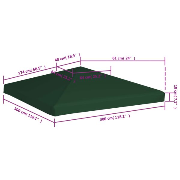 Copertura Superiore Per Gazebo 310 G/m² 3x3 M Verde - Image 6