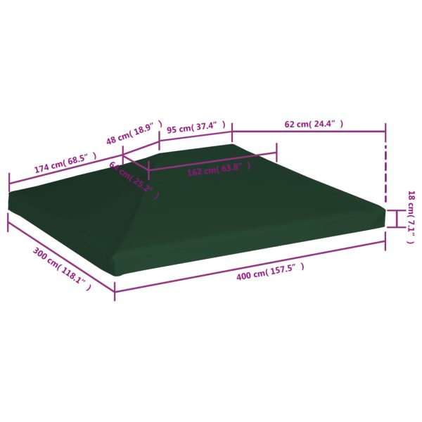 Copertura Superiore Per Gazebo 310 G/m² 4x3m Verde - Image 6
