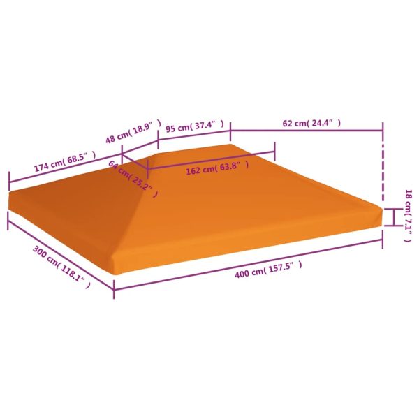 Copertura Superiore Per Gazebo 310 G/m² 4x3m Arancione - Image 6