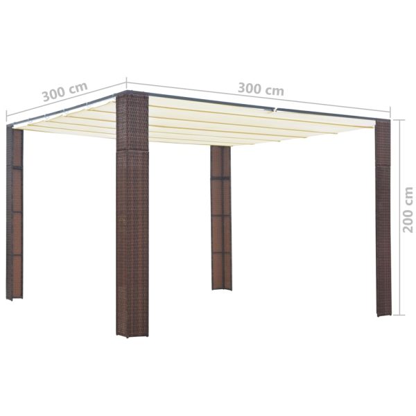 Gazebo Con Tetto In Polyrattan 300x300x200cm Marrone E Crema - Image 4
