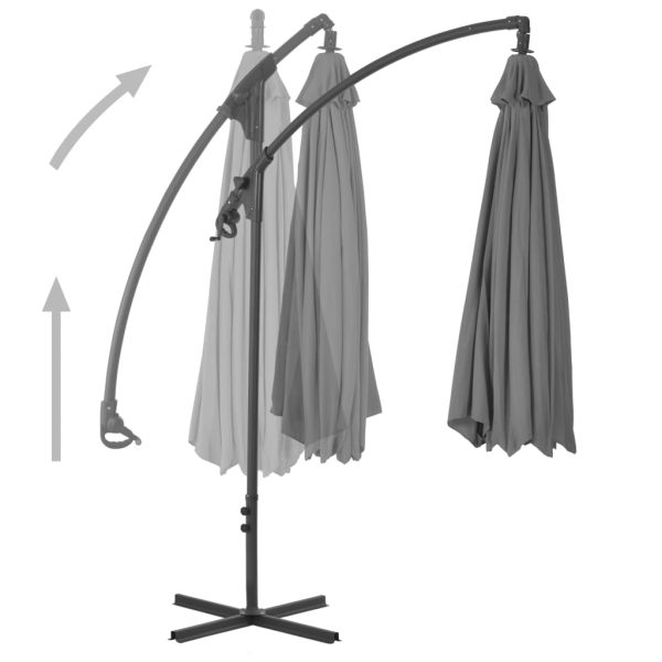 Ombrellone A Sbalzo Con Palo In Acciaio 250x250 Cm Antracite - Image 4
