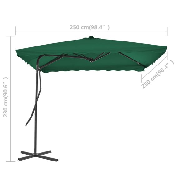Ombrellone Da Esterni Con Palo In Acciaio 250x250 Cm Verde - Image 6