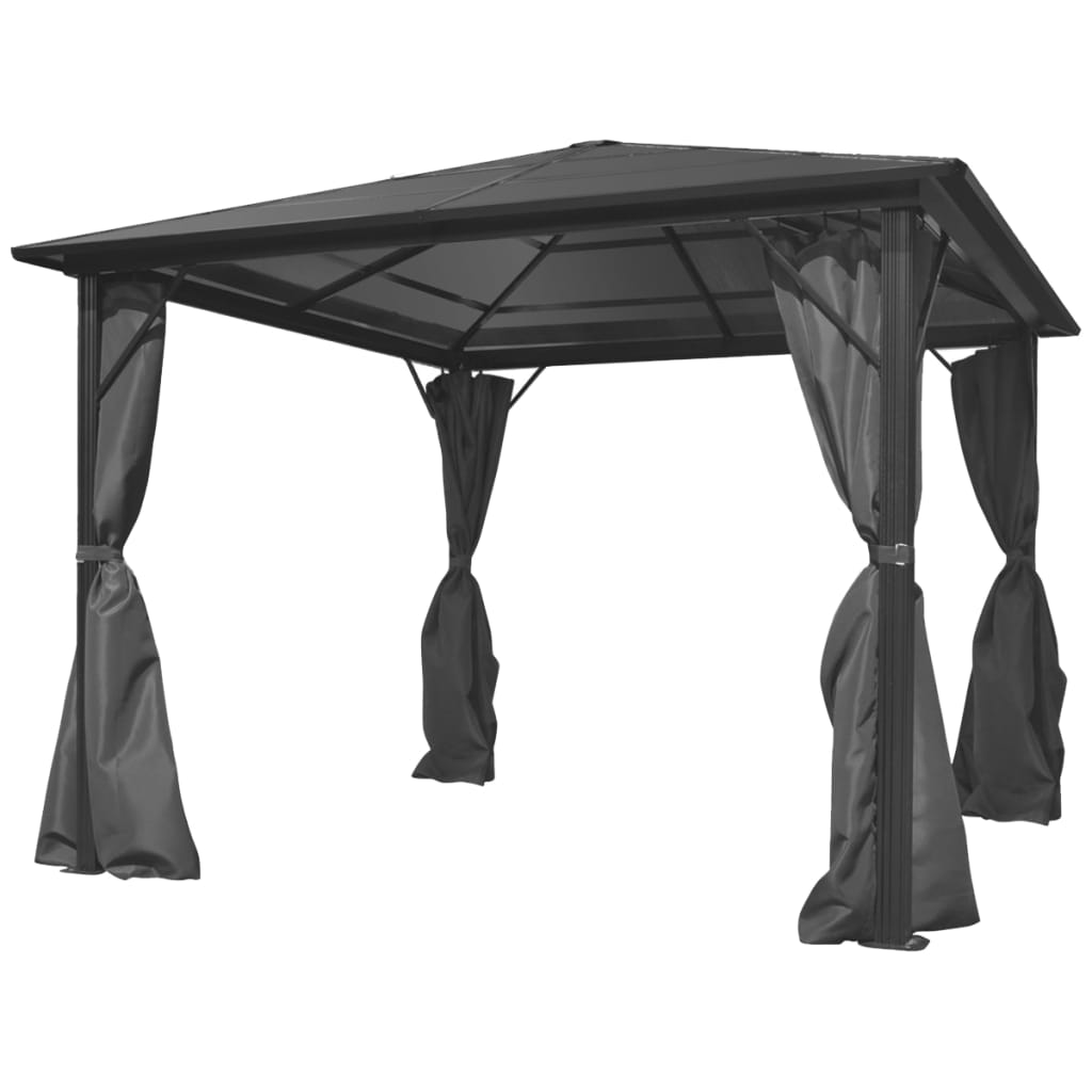 Gazebo Con Tenda Antracite In Alluminio 300x300 cm