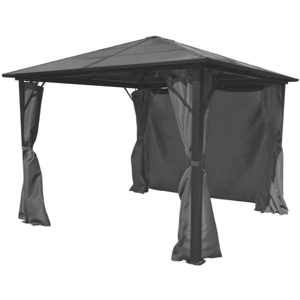 Gazebo Con Tenda Antracite In Alluminio 300x300 cm - Image 3