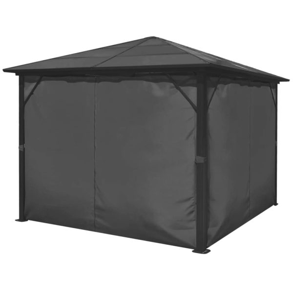 Gazebo Con Tenda Antracite In Alluminio 300x300 cm - Image 4