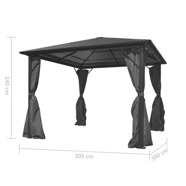 Gazebo Con Tenda Antracite In Alluminio 300x300 cm - Image 5