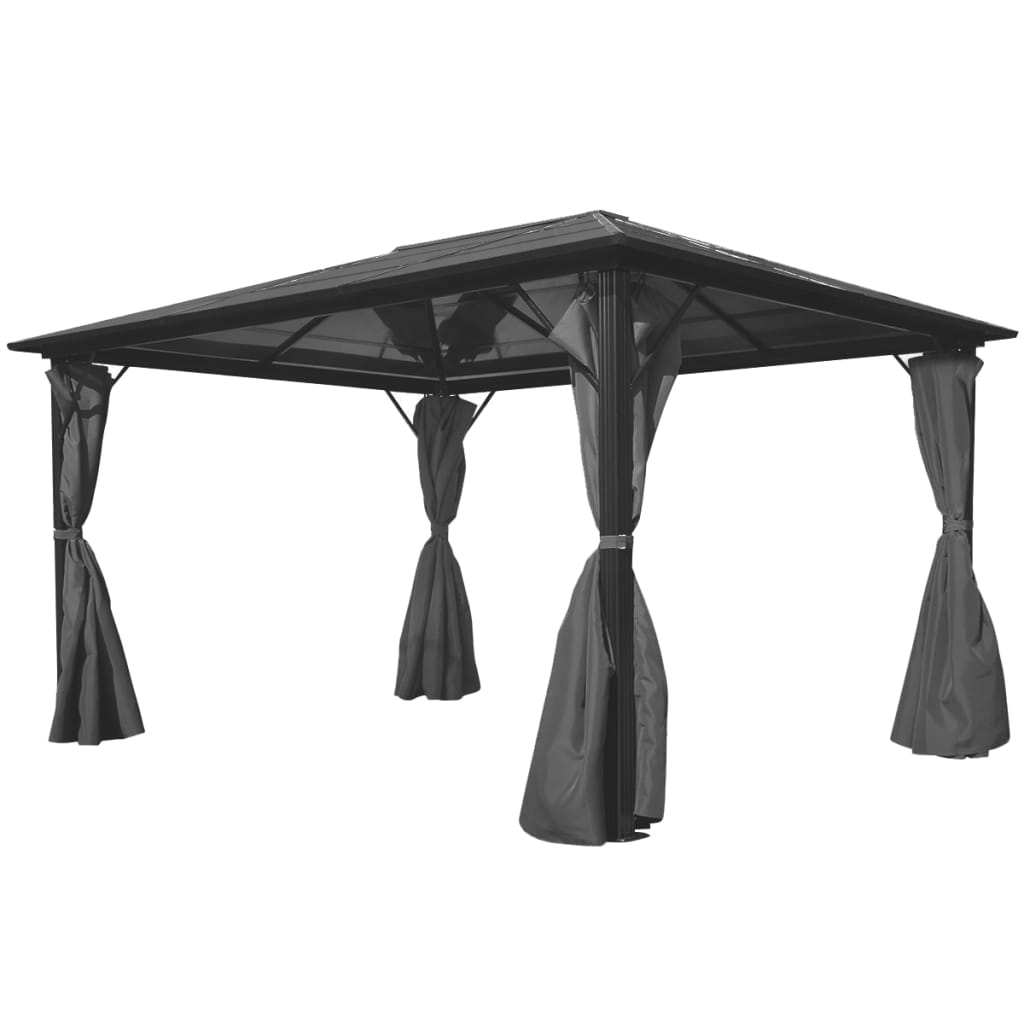 Gazebo Con Tenda Antracite In Alluminio 400x300 cm