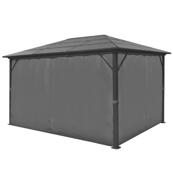 Gazebo Con Tenda Antracite In Alluminio 400x300 cm - Image 4