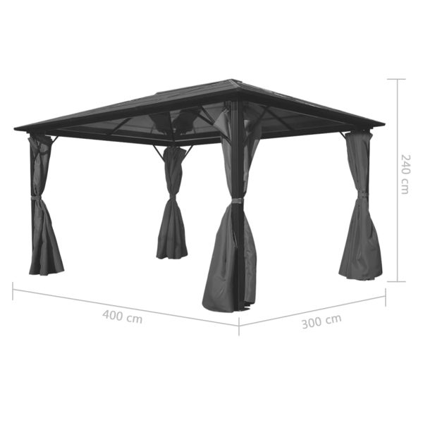 Gazebo Con Tenda Antracite In Alluminio 400x300 cm - Image 5
