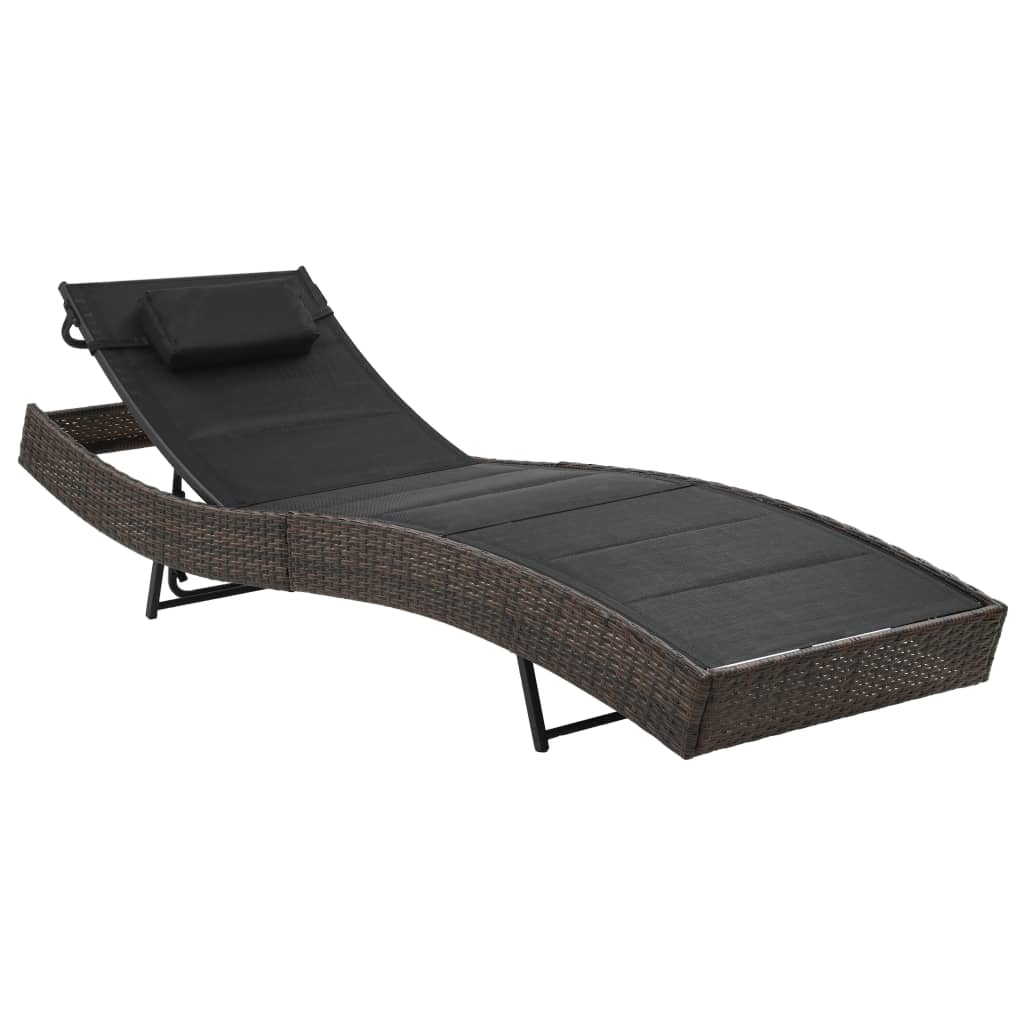 Lettino Prendisole In Polyrattan E Textilene Marrone
