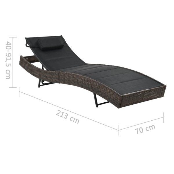 Lettino Prendisole In Polyrattan E Textilene Marrone - Image 6