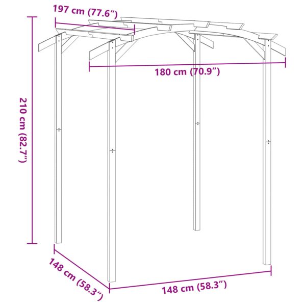 Pergola Da Giardino Legno Di Pino Impregnato 180x197x210 cm - Image 6