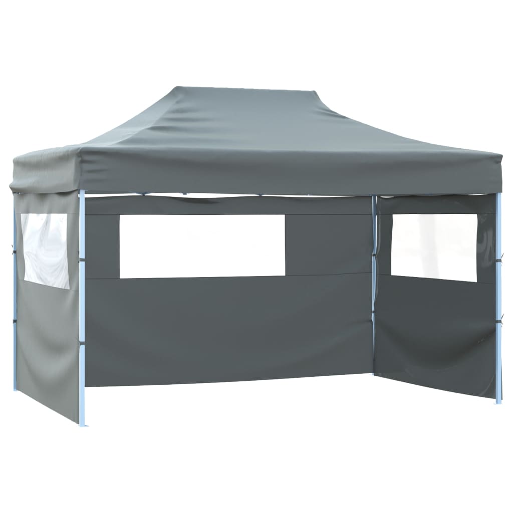 Tenda Pieghevole Con 3 Pareti 3x4,5 M Antracite