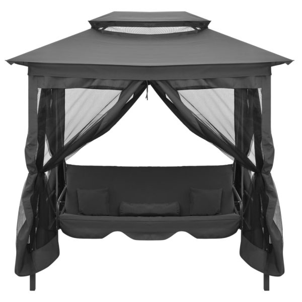 Panchina A Dondolo Baldacchino Antracite 220x160x240 Cm Acciaio - Image 2