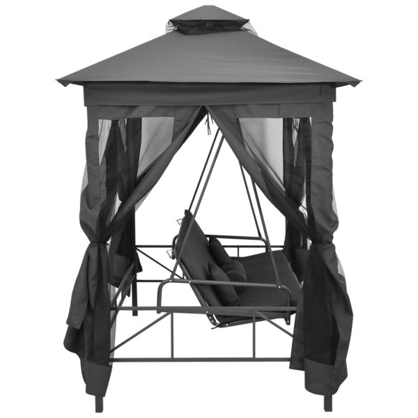 Panchina A Dondolo Baldacchino Antracite 220x160x240 Cm Acciaio - Image 3