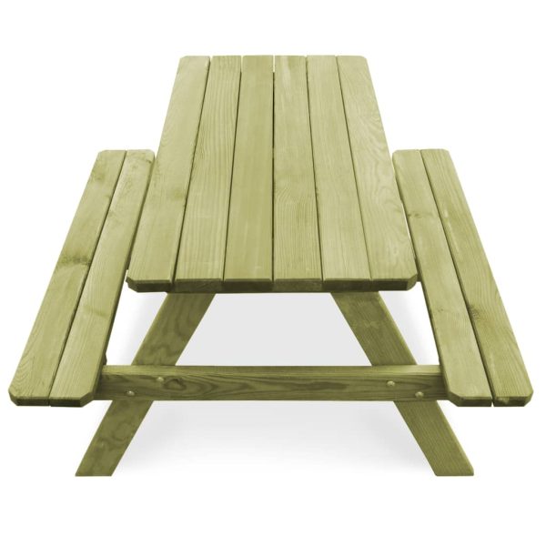 Tavolo Da Picnic Per Bambini Con Panche 90x90x58 Cm In Pino - Image 3