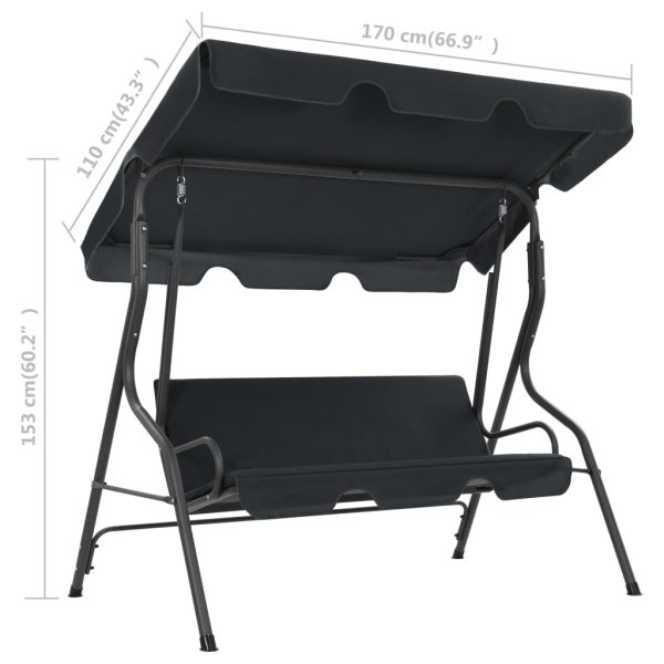 Panchina A Dondolo Da Giardino Antracite 170x110x153 cm - Image 6