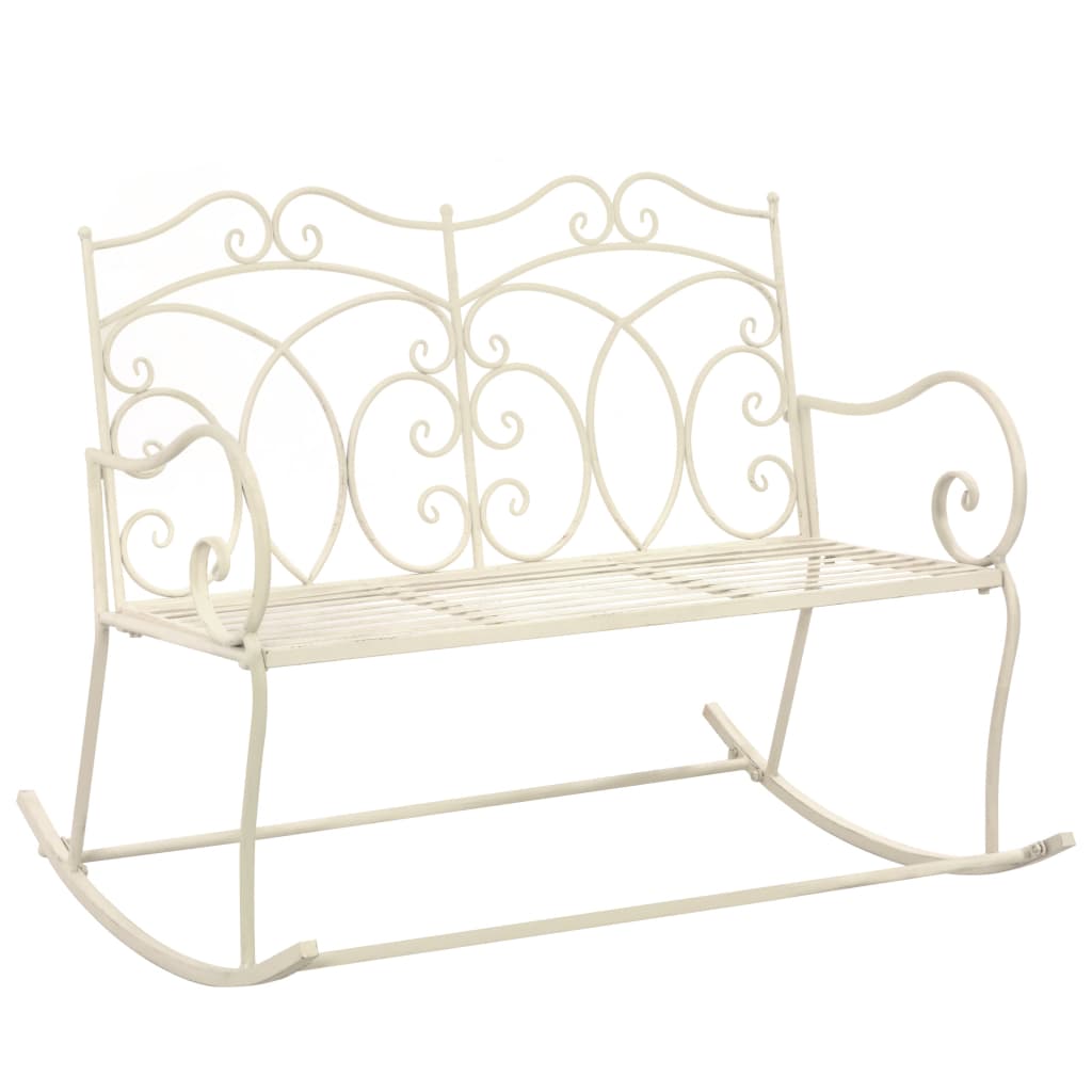 Panchina Da Giardino 104 Cm In Ferro Bianco Anticato