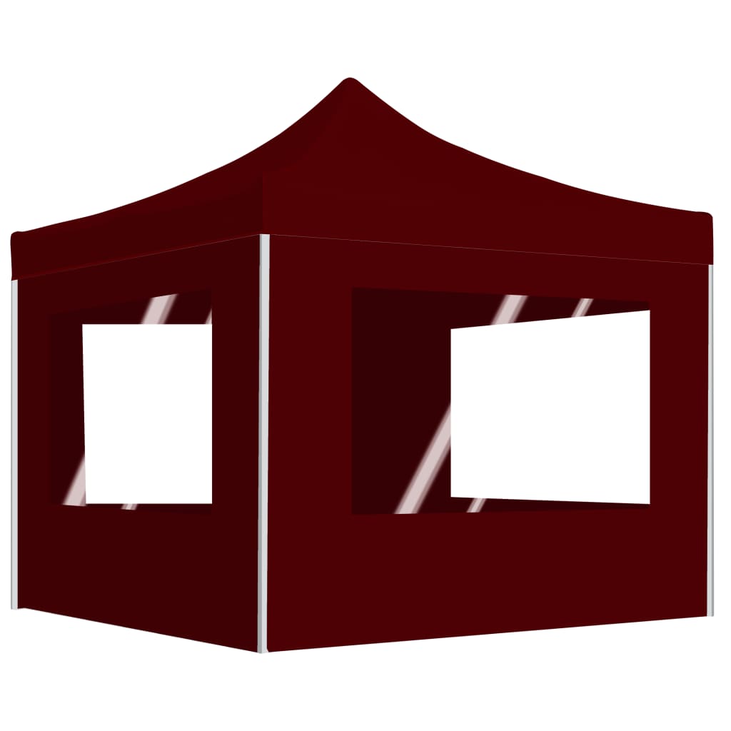 Gazebo Pieghevole In Alluminio Con Pareti 3x3 M Rosso Vino