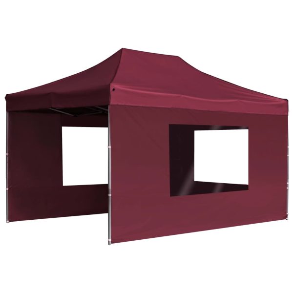 Gazebo Professionale Pieghevole Alluminio Pareti 4,5x3m Rosso - Image 3
