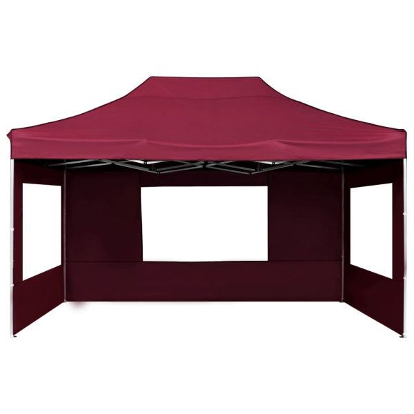 Gazebo Professionale Pieghevole Alluminio Pareti 4,5x3m Rosso - Image 4